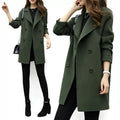 Women's S-3XL Casual Double-Breasted Midi Trench Coat Autumn Winter Jacket with Solid Color Lapel Long Sleeve Warm and Loose