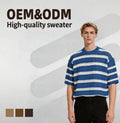 Men's Summer T-Shirt Trendy Korean Style Color-Blocked Half-Sleeved with Stripes Knitted Short-Sleeved Loose Neck Casual Design