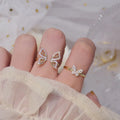 Shiny Zircon Adjustable Opening Plated Gold Anillo Jewellery Fashion Jewelry butterfly Ring for Women