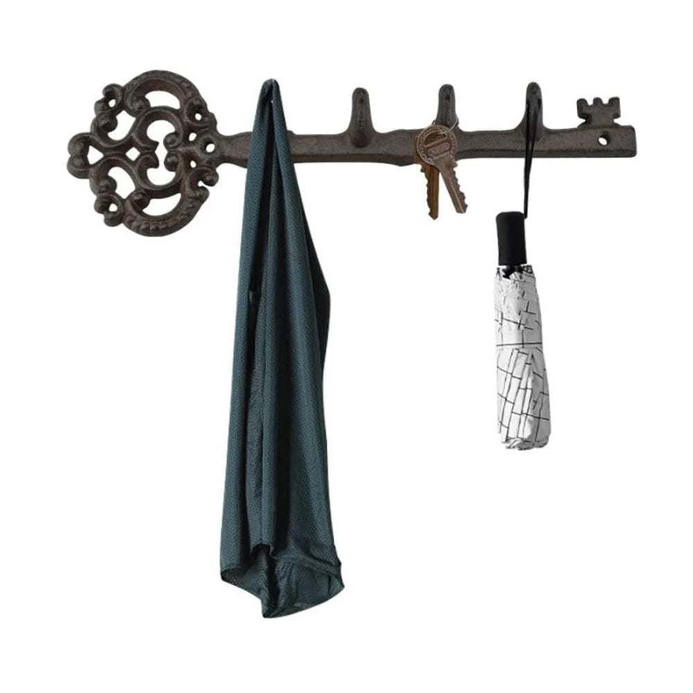 Wholesale Price Wall Hanger Cast Iron Rustic Key Hanger Vintage Style Key Shaped Wall Hanger for Hanging Clothes Keys Bags Hats