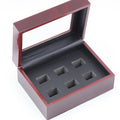 6 Slots Wooden case With Leather and Sponge Can Put Into 6 Pieces Championship Ring 6 Holes Wooden Box
