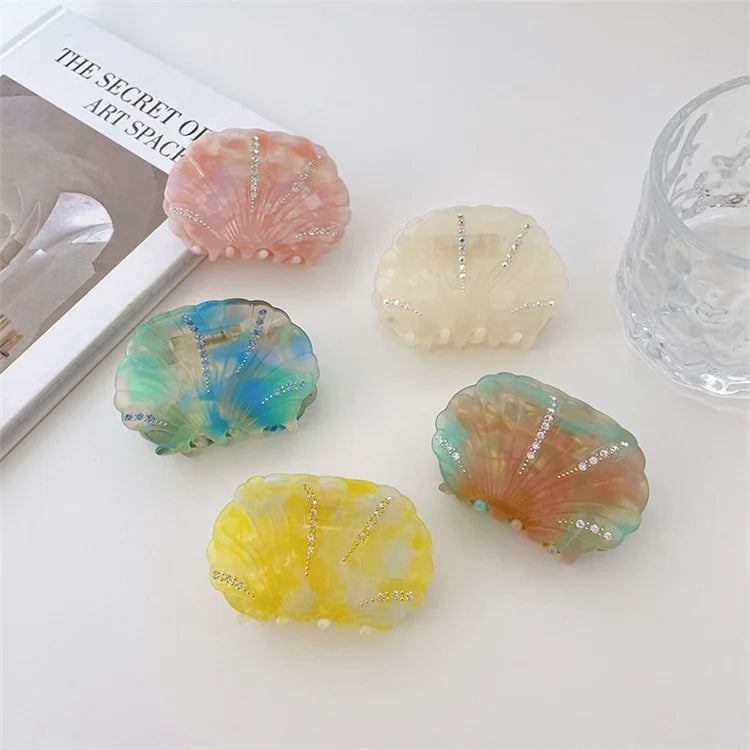 Mermaid Shell Jaw Clip Hair Claw Clip  Acrylic Colored Marble Pattern Hairpins Shell Shaped Hair Claw