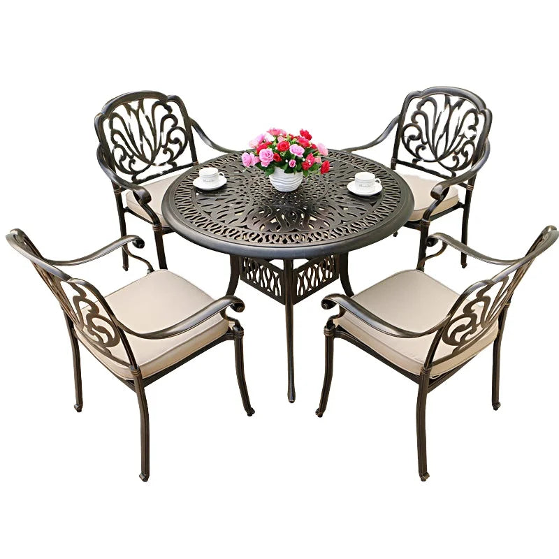 Courtyard Outdoor Garden Open-air European Leisure Iron Furniture Balcony Table and Chair Combination CNLF