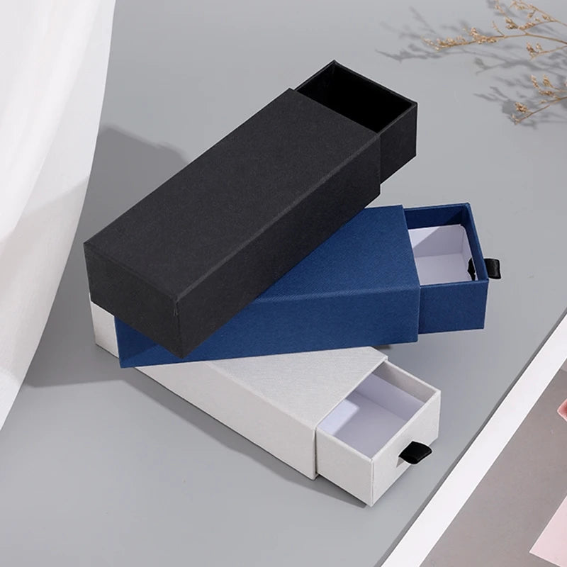 Custom Rigid Cardboard Sliding Box With Ribbon Rope Gift Glasses Sleeve Drawer Box Packaging