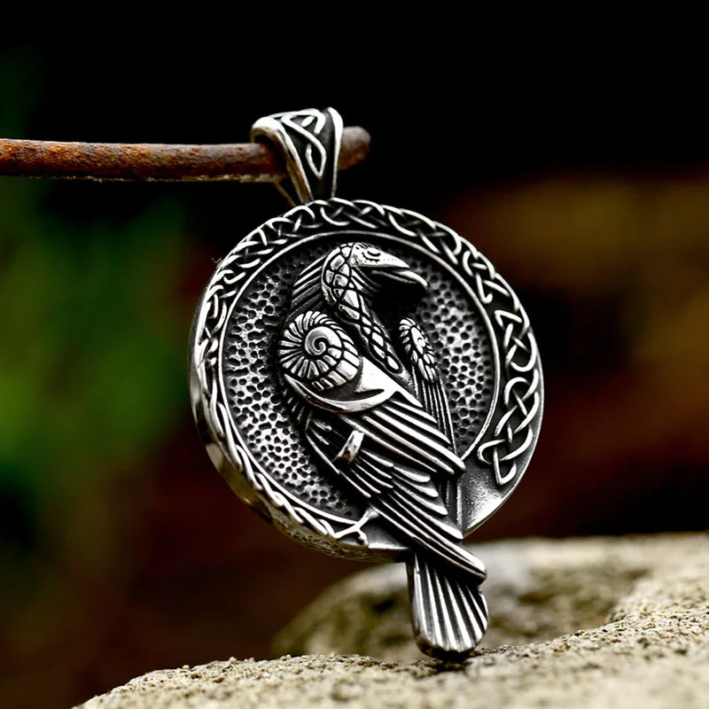 SS8-865P New Arrival 316L Stainless Steel Viking Eagle Fishing Double Eagle Owl Pendant Animal Both Sided Jewelry for Men