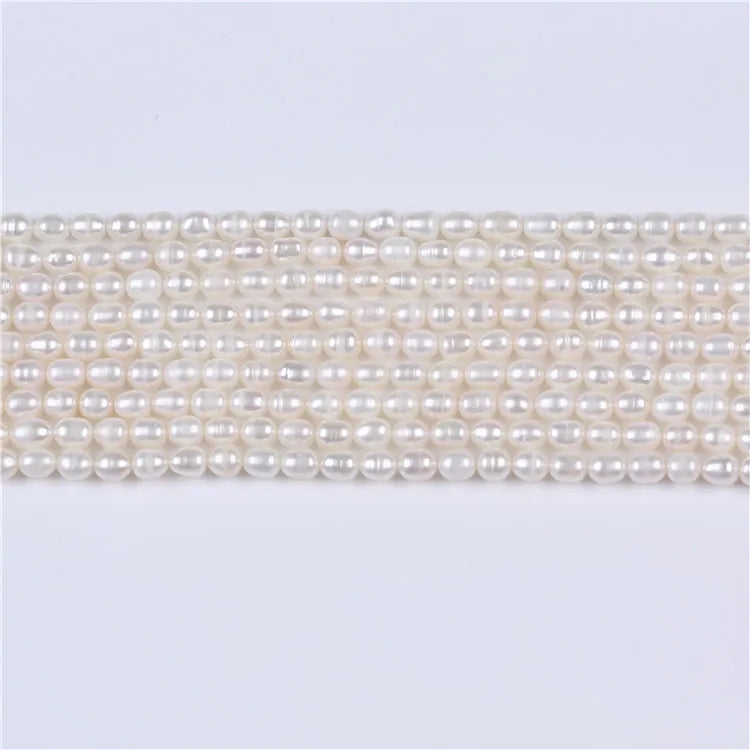Zhuji Pearl Market 4-5mm Natural Freshwater Rice Drop Pearl Strands for Jewelry Making Loose Pearls at Prices