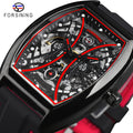 Forsining Fashion Man Luxury Red Design Automatic Mechanical Watches Luminous With Silicone Strap