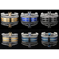 European and American 3 PCS Set Non Fading Crown Roman Numerals Design Stainless Steel Bangles Bracelets