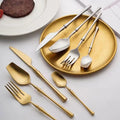 Light Luxury Flat Head Matte Gold Cutlery Set 304 Stainless Steel Fork Spoon Knife Wedding Cutlery Set