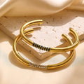 Wholesale High Quality Fashion Jewelry 18K Gold Stainless Steel Inlaid Diamond Zircon Open Cuff Bangles Bracelet for Women