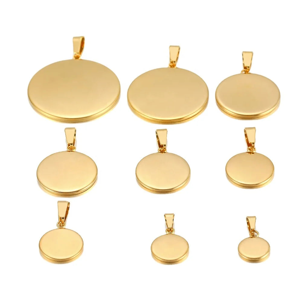 Stainless Steel Blank Cabochon Cameo Base Settings Tray Bezels Pendant Charms DIY Jewelry Accessories