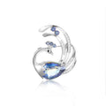 Abiding Pear 13X18 Natural Big Mystic Quartz-Blueish Stone 925 Sterling Silver Peacock Animal Pendant Brooch Jewelry for Women