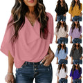 Summer Hot Sale New Women's Short Sleeve Chiffon Shirts Loose V-Neck Casual Tops Women's T-Shirts