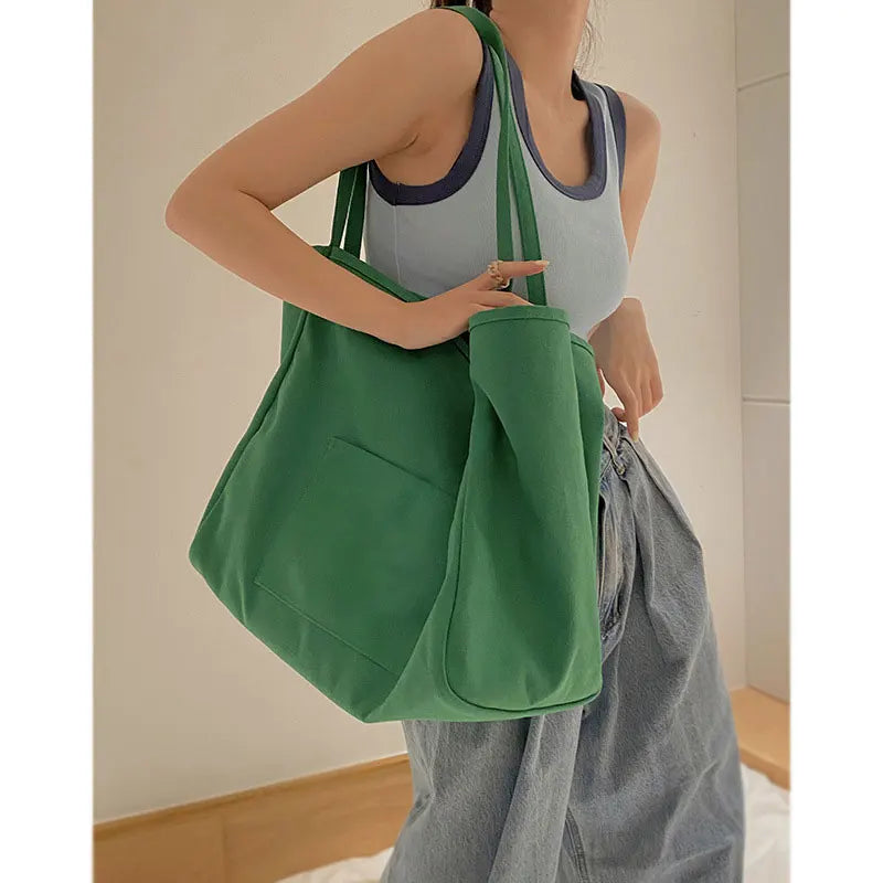 BLY Wholesale Women's Fashion Organic Extra Large Canvas Shopping Tote Bag Solid Cotton Fabric Letter Pattern Customized Color