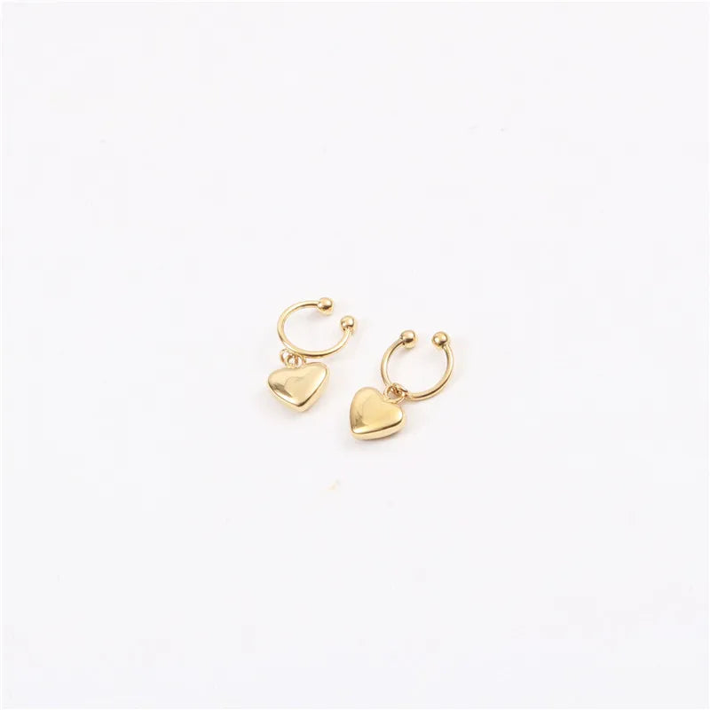 Joolim New 18K PVD Gold Plated Heart Dangle Clip on Earring Trendy Jewelry Wholesale