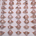 Girl Powder Crystal Rose Gold Plated Ring Rose Quartz Stone Adjustable Ring
