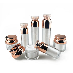 Stocks Luxury Cosmetics Packaging Set 15ml 30ml 50ml Rose Gold Airless Pump Bottle