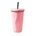 Stainless Steel Cup Custom logo Coffee 500ml Diamond Shaped Cup Creative Coffee Cup Coffee Tumbler with Straw