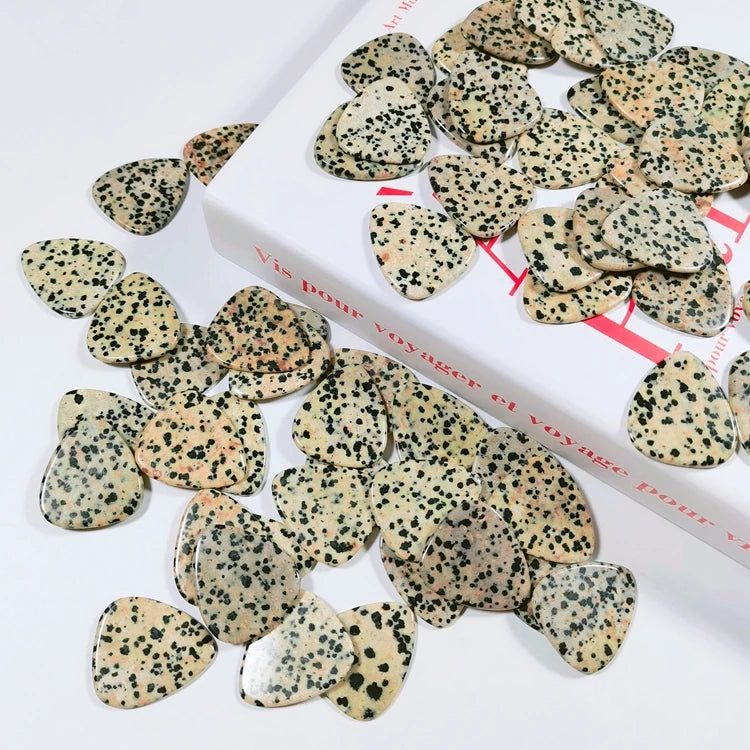 Hongzhuo Dalmatian Jasper Guitar Accessories Picks Storage Holder Crafts