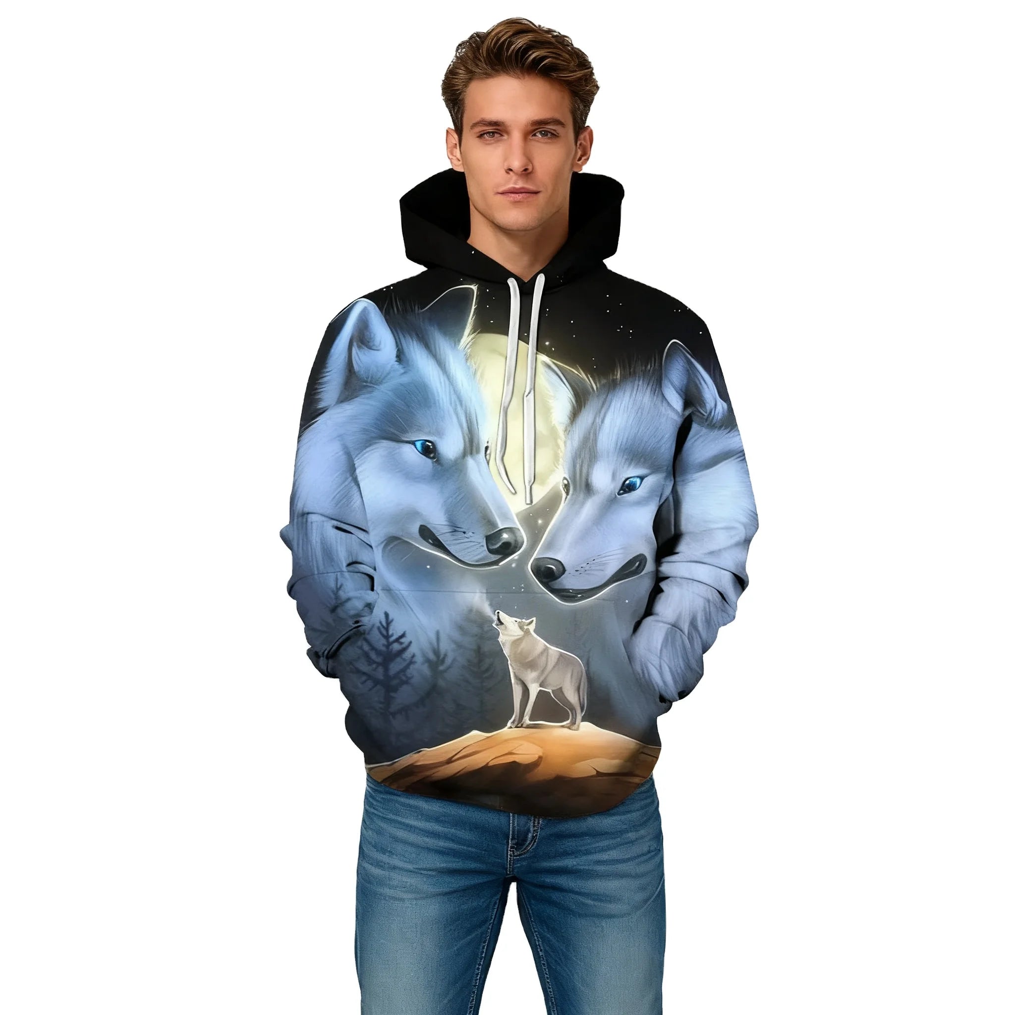 FItspi 3D Printed Sweater Unisex Casual Sports Fleece Hoodie Jacket
