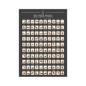 100 Yoga Poses to Learn Scratch off Poster with Screen Printed Art Paper for Color Scratch Art