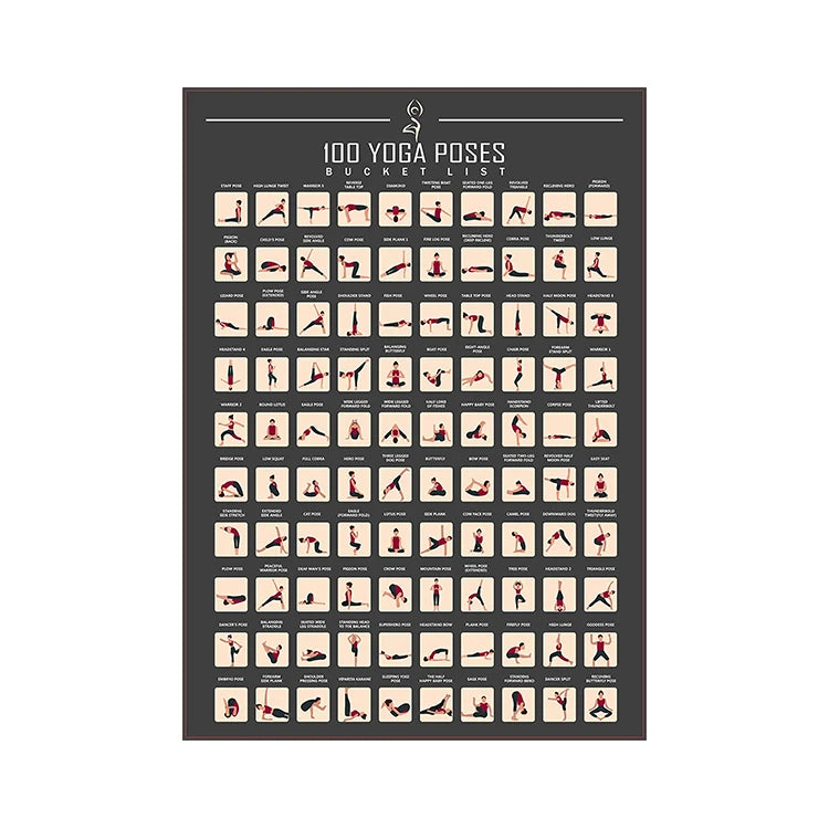100 Yoga Poses to Learn 100 Yoga Poses Scratch Off Poster to Scratch Art Color Poster