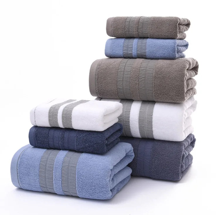 Custom Bath Towel Sets 6 Piece Serviette De Bain Sur Mesure Striped Home Absorbent 100% Cotton Towels Bath for Bathroom