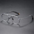 07518 Retro Women High End Double Bridge Silver Frames Glasses Optical Eyewear Japan Titanium Premium Glasses