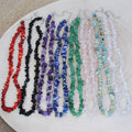 SC Trendy Natural Stone Beaded Choker Necklace Irregular Gravel Necklace Raw Amethyst Chips Rose Quartz Crystal Necklaces Women