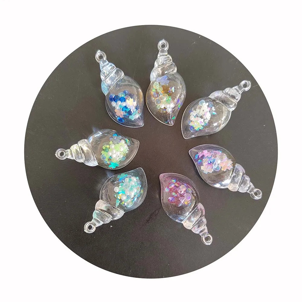 100pcs New Glow Dark Resin Luminous Conch Sea Shells Charms Pendants for Mini Ocean  Jewelry Finding Decor 20*40mm