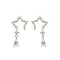 Solid 14K Gold Round Moissanite Heart Stud Earring with Drop Luxury Gold Earrings