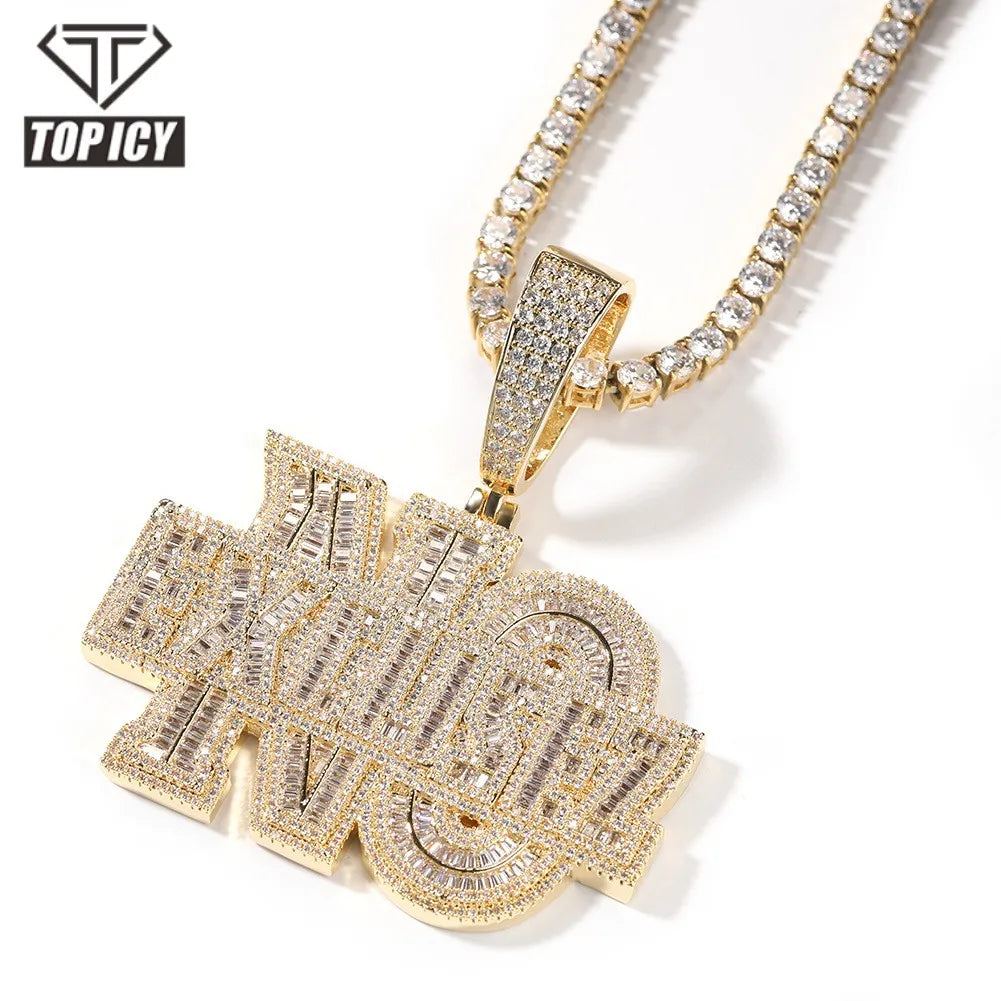 Fashion Iced Out 5A Cubic Zircon Design Letter Pendant Necklaces Fine Jewelry Pendant with 18K Gold Plated for Jewelry Making