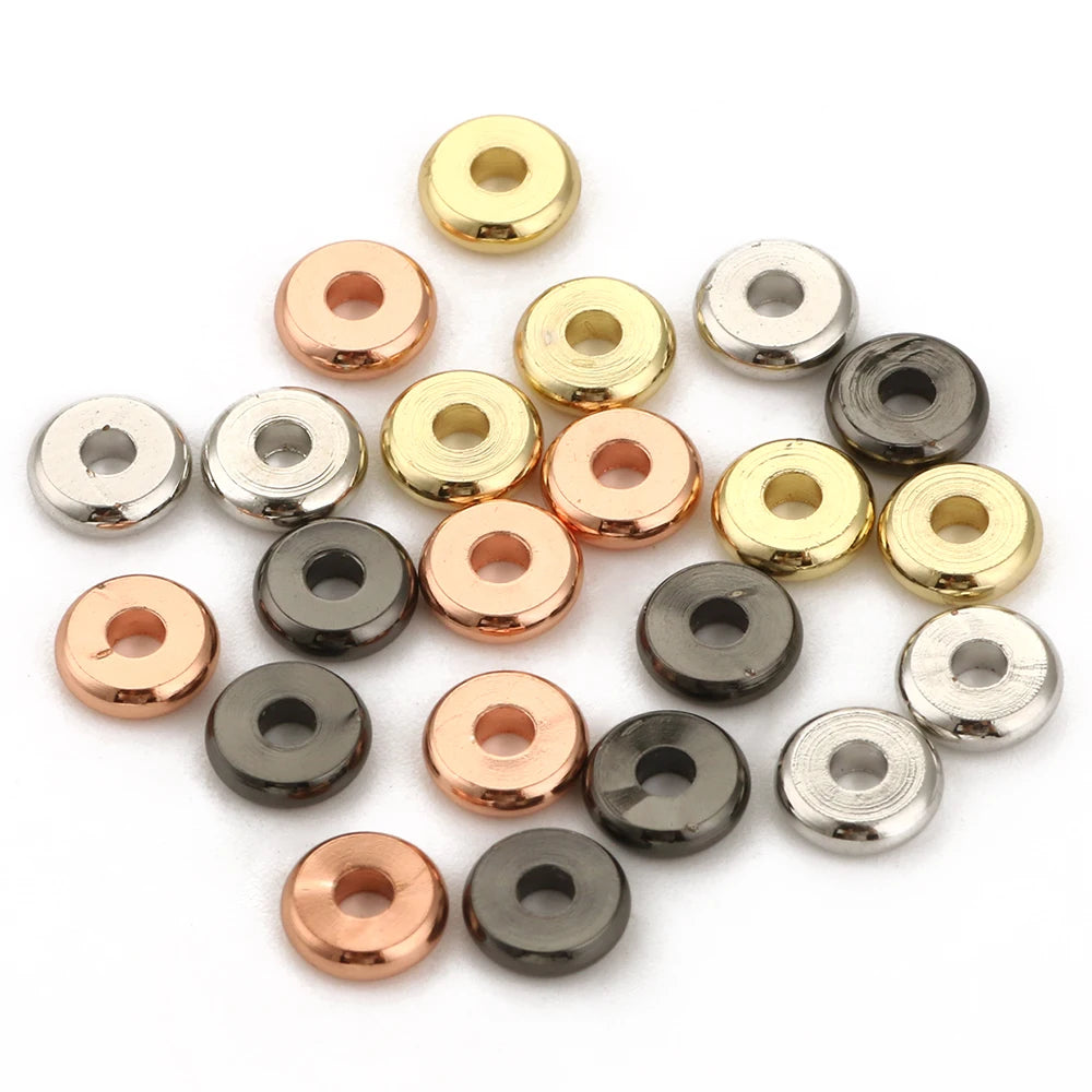 4/6/8MM Gold/Silver/Black/Rose Gold Copper Loose Spacer  Beads for Making Bracelet Accessories