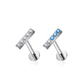 New G23 ASTM F136 Titanium Internal Thread Rectangle Shape Ear Studs Zircon Paved Tragus Helix Earrings Body Piercing Jewelry