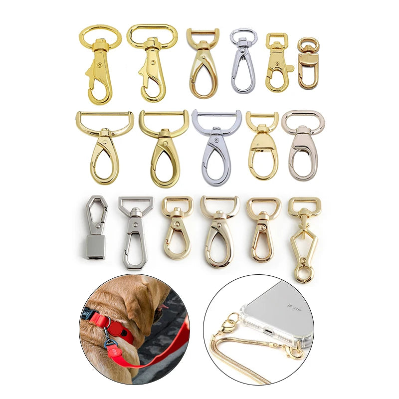 Nolvo World Strong Safety Heavy Duty Multi Size Golden Swivel Snap Hooks for Luggage & Dog Bags MegaBDM