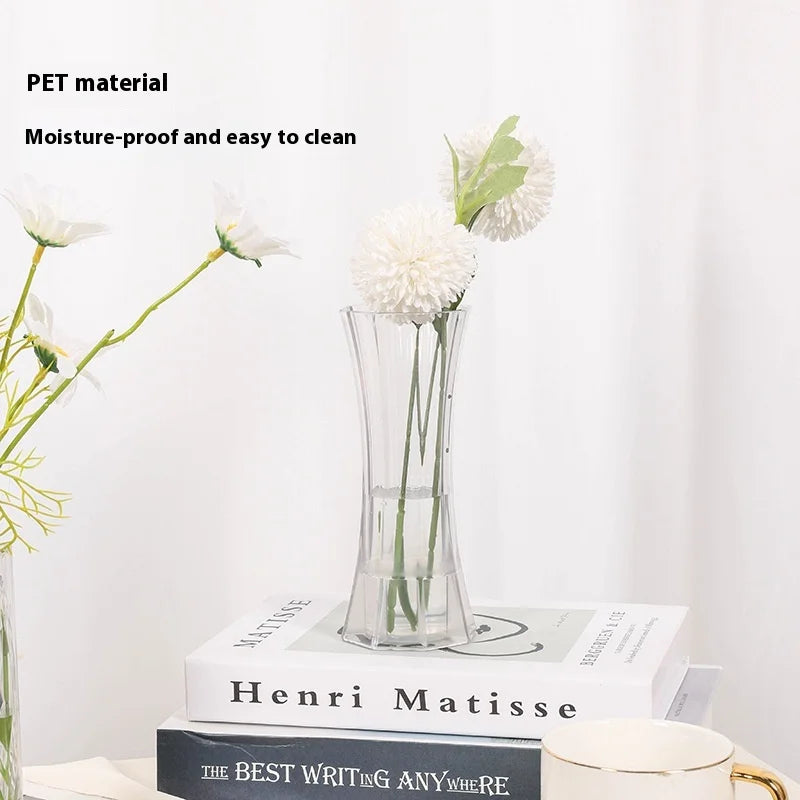 Transparent Plastic Vase High-Permeability   Plastic Bamboo Rose Hydroponic Utensils for Living Room Flower Ornaments