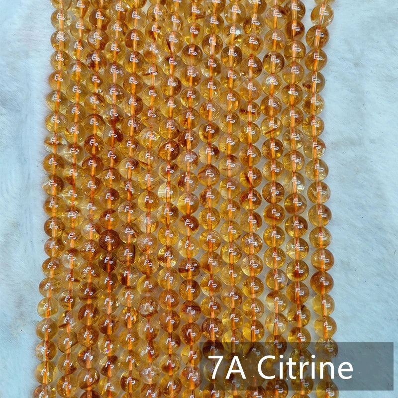 Natural  Round Loose Beads 7A Citrine Crystal Loose Gemstone Stone Beads for Jewelry Making