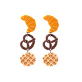 Cute Food Earrings Creative Cartoon Croissant Waffles Chocolate Chip Cookie Bread Acrylic Earrings for Woman and Girls