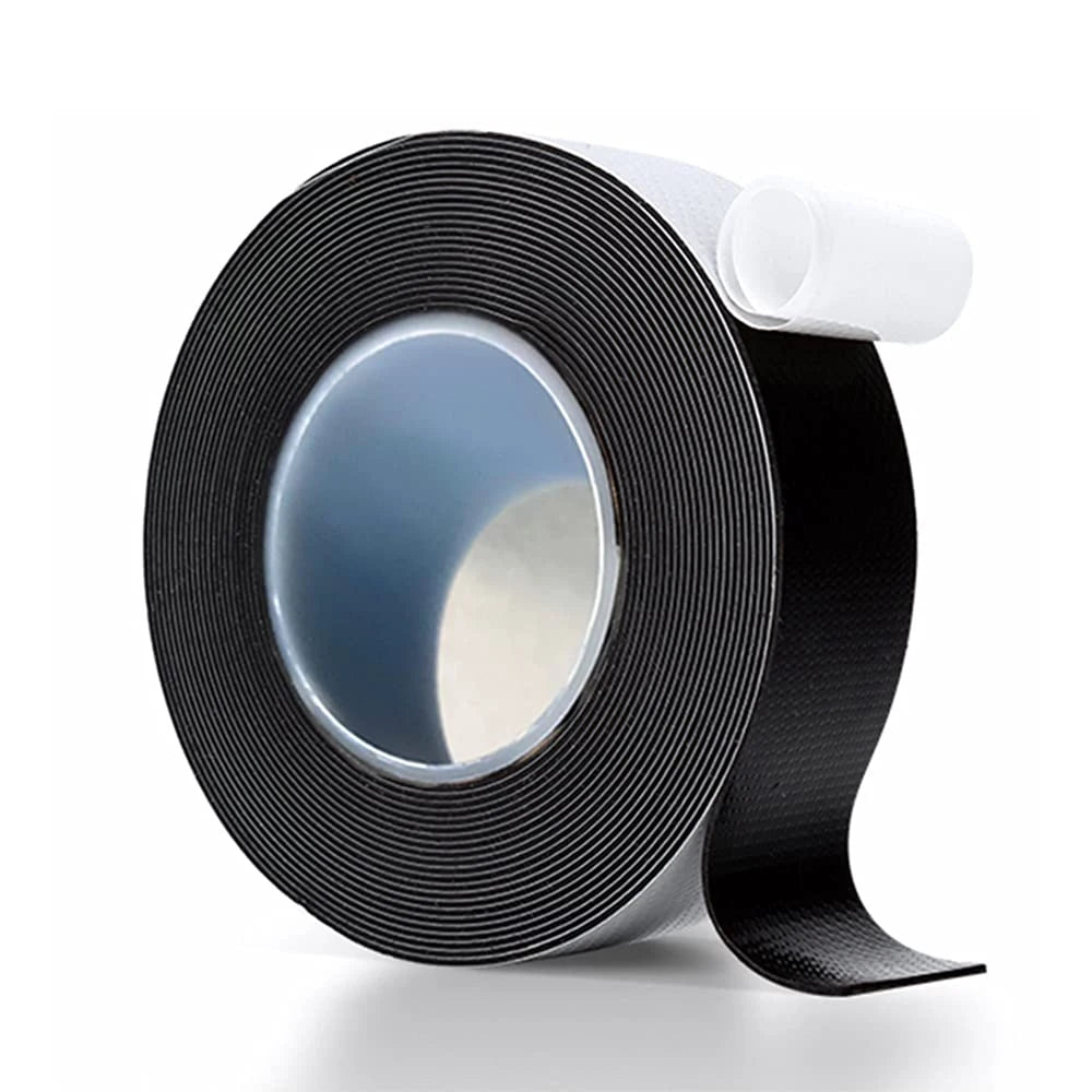 Black 1 Inch X 33 Feet Self-Fusing Rubber Tape Self-Amalgamating Waterproofing Tape for Pipes Joints Electrical Repairs Warning