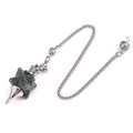 Natural Crystal Merkaba Star Pendulum Dowsing Divination Pendulum Silver Chain Chakra Healing Meditation Spiritual Gift Pendant