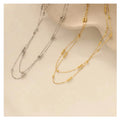 Delicacy 18k Gold Plated Stainless Steel Beaded Chain Double Layer Choker Necklace Fashion Women Jewelry