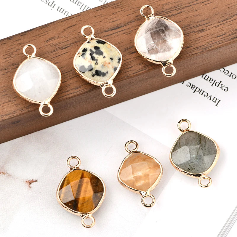 Semi-precious Stone Charm Bead Crystal Stone Square Charm Bead for Diy Jewelry