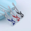 Men's Stainless Steel Necklace Hip-hop Music Guitar Pendant Personalized Sweater Chain Titanium Steel Pendant
