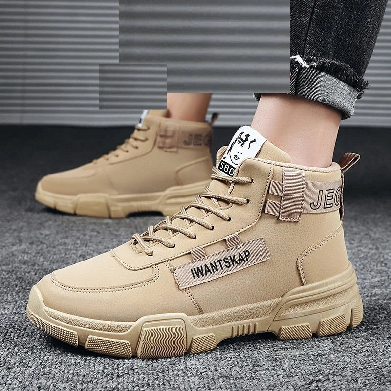 High Top Men Plush Boots New Fashion Outdoor Work Non slip Breathable Men Shoes