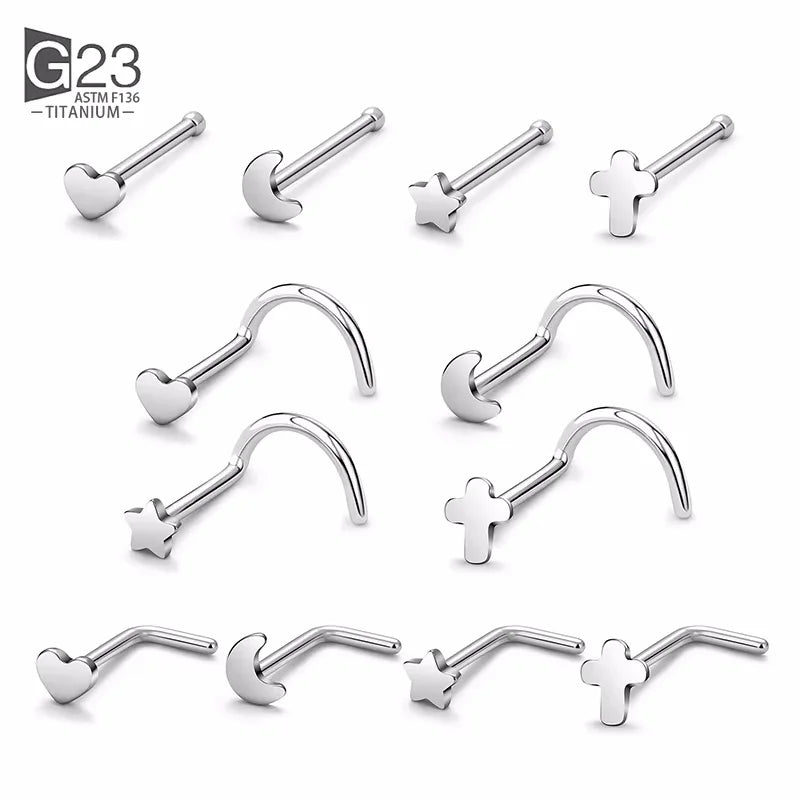 G23 ASTM F136 Titanium Body Piercing Jewelry Set Fashion Nose Studs Cartilage Piercings Screw for Ear Nose Lip
