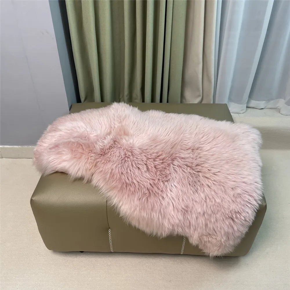 Luxury Soft Long Hair Lambskin Fur Rug Real Dyed Pink Sheepskin Rug Living Room Fluffy Carpet