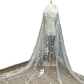 2022 Korean-Style Wedding Gowns with Long Cathedral Veil Retro Dream Pearl Lace Rhinestone Head Yarn Bridal Veils
