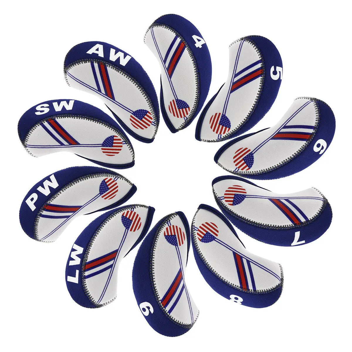 White & Blue US Flag Neoprene Protective Headcover for All Brands Golf Clubs Wedge Iron Golf Protective Cover Golf Products