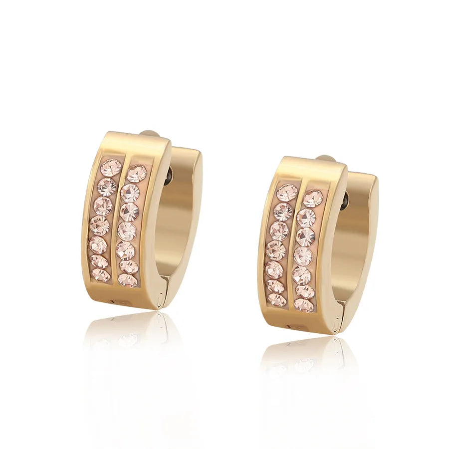 A00863944 xuping Jewelry Stainless Steel Environmentally Friendly Fashion Exquisite pink Diamond Hoop Earrings