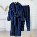 Flannel Cosy Warm Women Pajamas Robe and Pants Set Home Robe Unisex Couple Home Suit